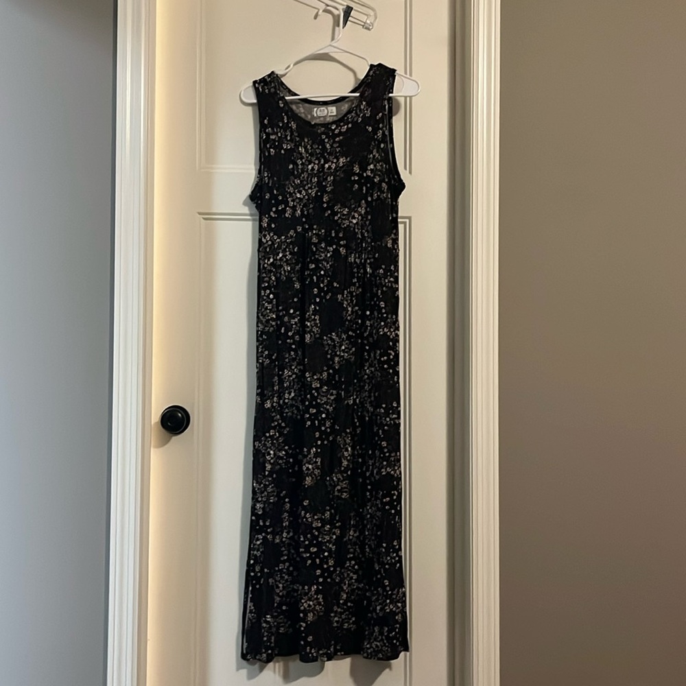 Black floral pattern dress